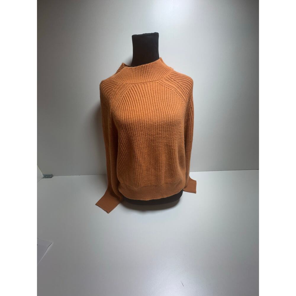 Olive & Leaf Womens Sz Large Cropped Knit Long Sleeve Sweater Rust Oversized